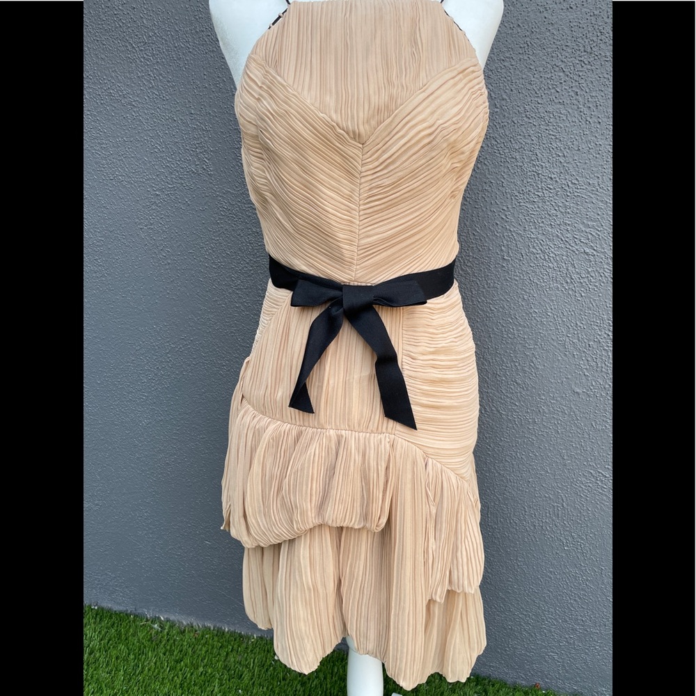 NWT Robert Rodriguez nude/blush pleated dress.